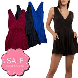 NWT Black Criss Cross Neck Romper Medium Zenana